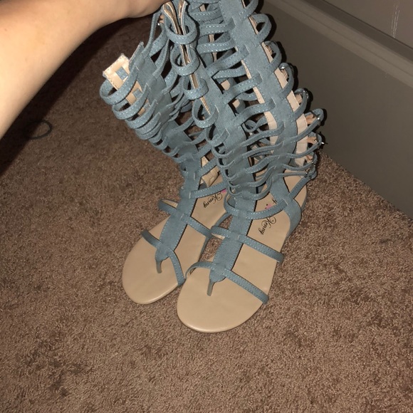 blue jean gladiator sandals